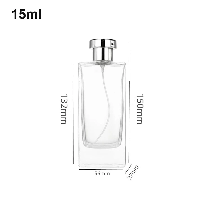 15ml Tall Rectangular Silver-Collar Perfume Bottle