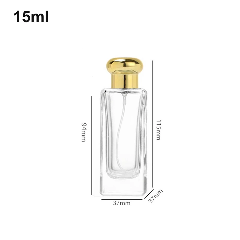 15ml Square Rounded Gold-Cap Perfume Bottle