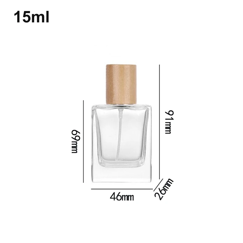15ml Rectangular Wood-Cap Perfume Bottle