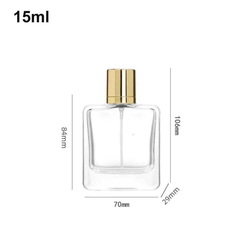 15ml Wide Rectangular Gold-Cap Perfume Bottle