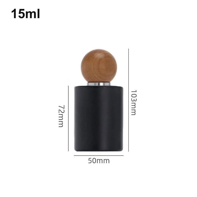 15ml Matte Black Wood Ball-Cap Perfume Bottle