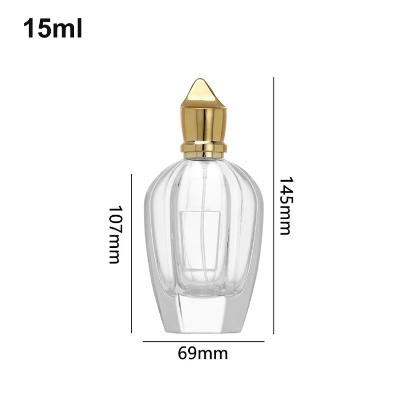 15ml Sculptural Oval Pointed Gold-Cap Perfume Bottle