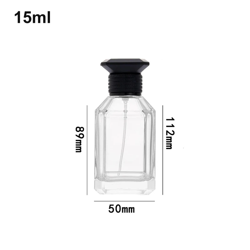 15ml Faceted Black-Cap Perfume Bottle