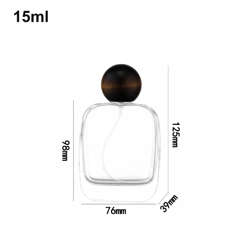15ml Rounded-Square Wood Ball-Cap Perfume Bottle
