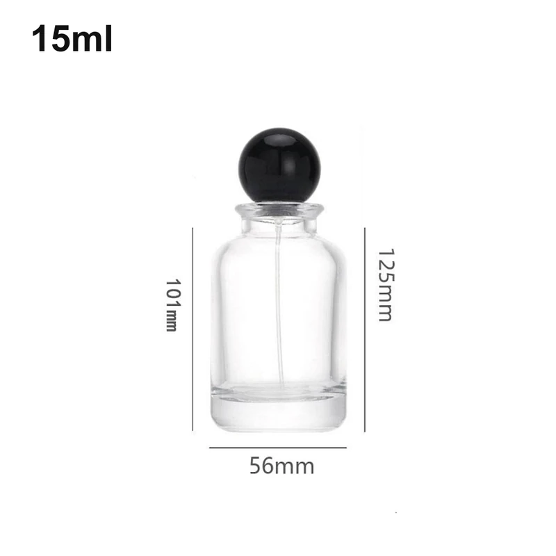 15ml Tall Cylinder Black Ball-Cap Perfume Bottle