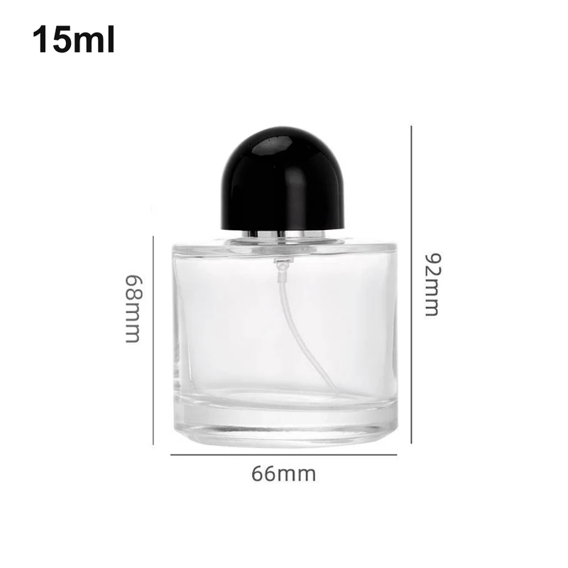 15ml Wide Rounded Black Dome-Cap Perfume Bottle