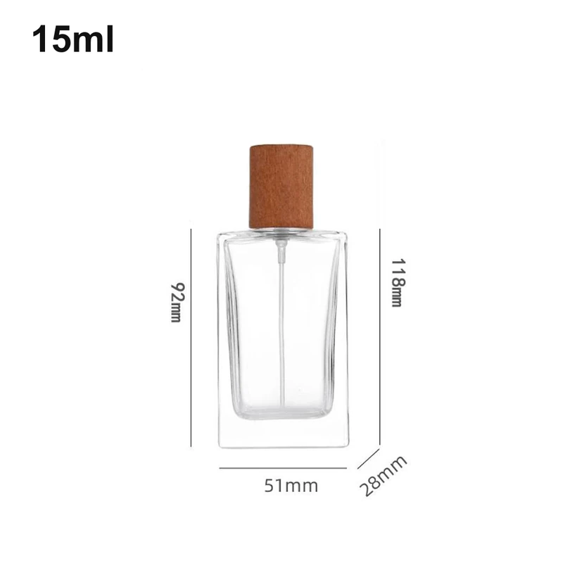 15ml Flat Rectangular Wood-Cap Perfume Bottle