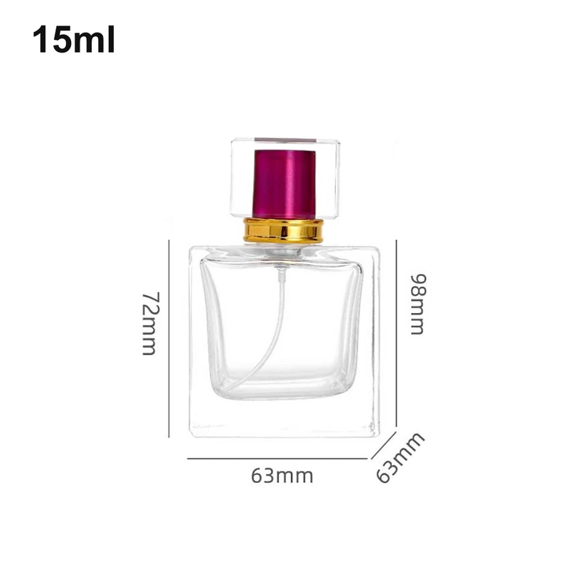 15ml Square Magenta-Core Clear-Cap Perfume Bottle