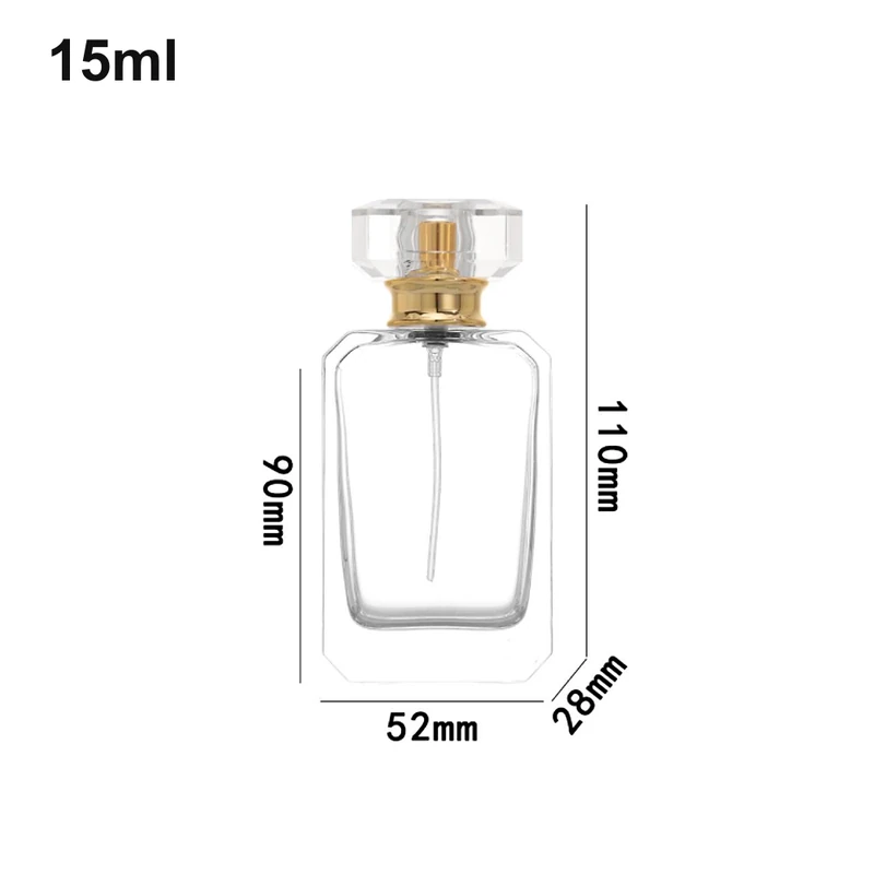 15ml Chamfered Rectangular Crystal-Cap Perfume Bottle