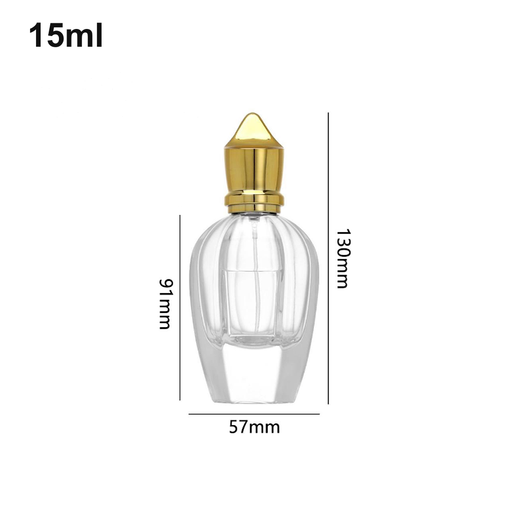 15ml Fluted Pointed Gold-Cap Perfume Bottle