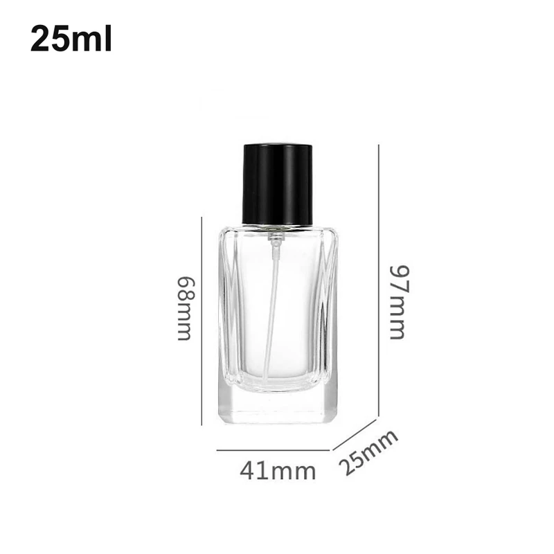 OULU-PB0251 slim clear 25ml rectangular perfume bottle with shown dimensions