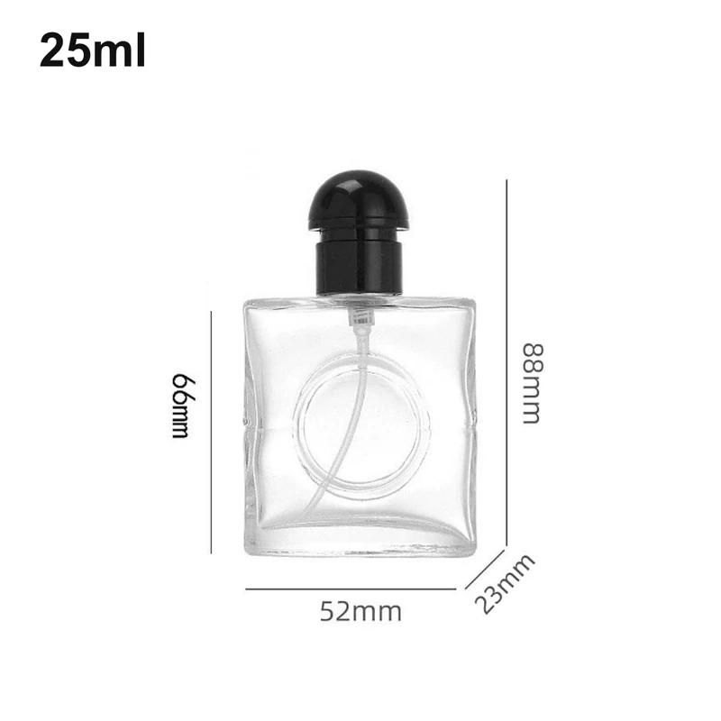 25ml Square Domed Black-Cap Perfume Bottle