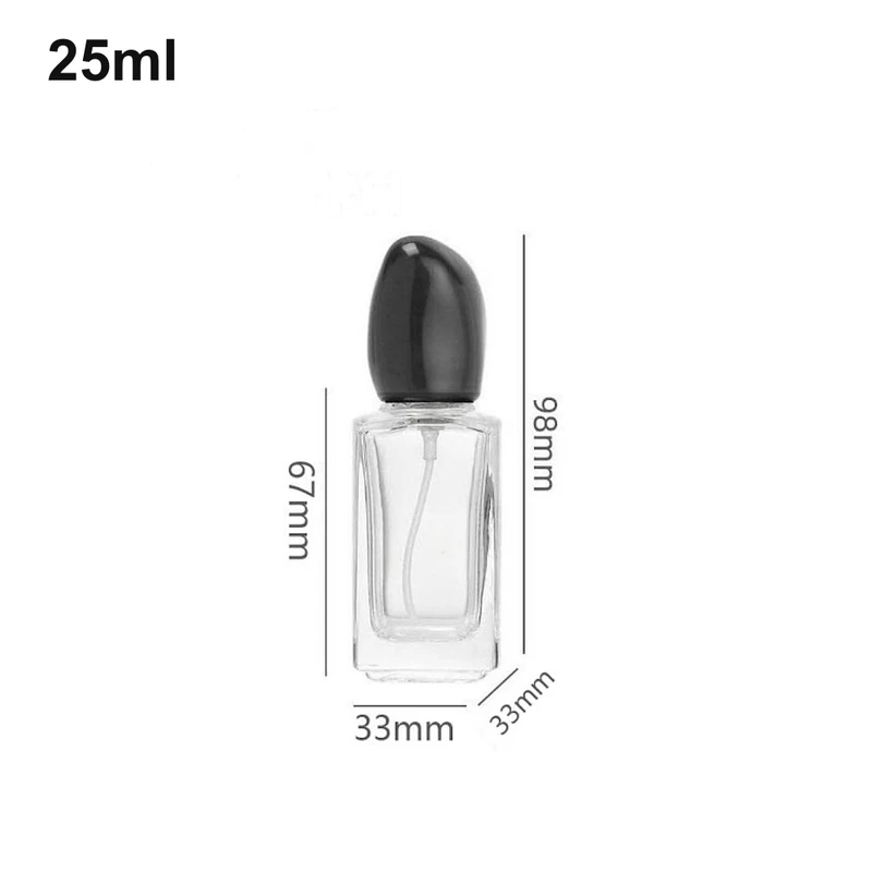 25ml Tall Square Pebble-Cap Perfume Bottle
