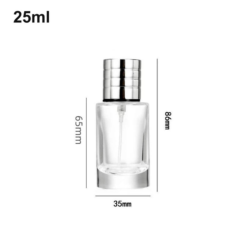 25ml Cylinder Ribbed Silver-Cap Perfume Bottle