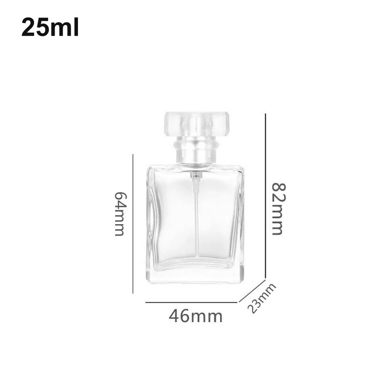 25ml Flat Rectangular Clear-Cap Perfume Bottle