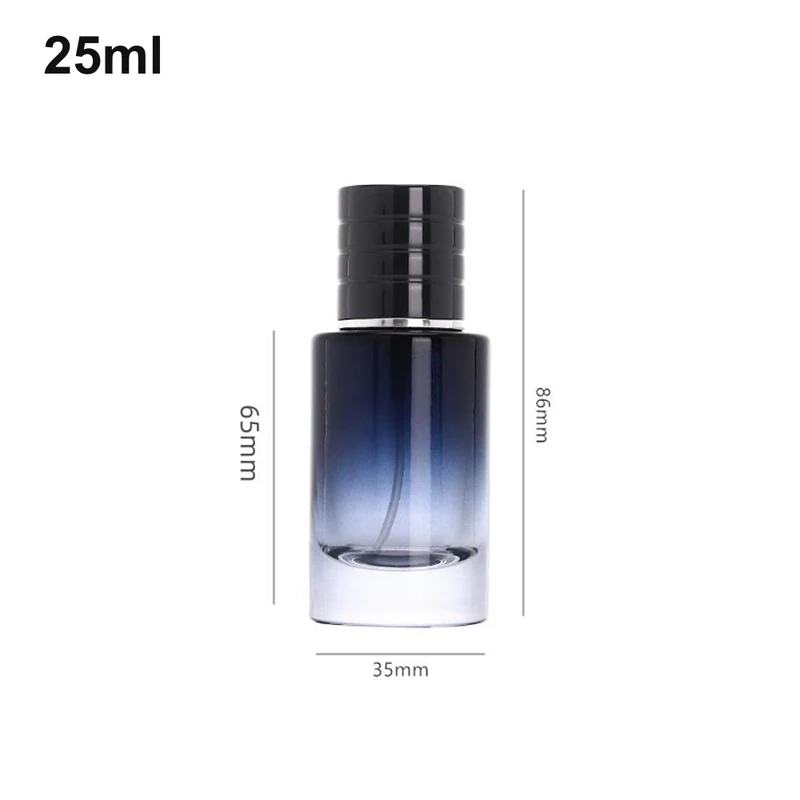 25ml Gradient Blue Cylinder Black-Cap Perfume Bottle