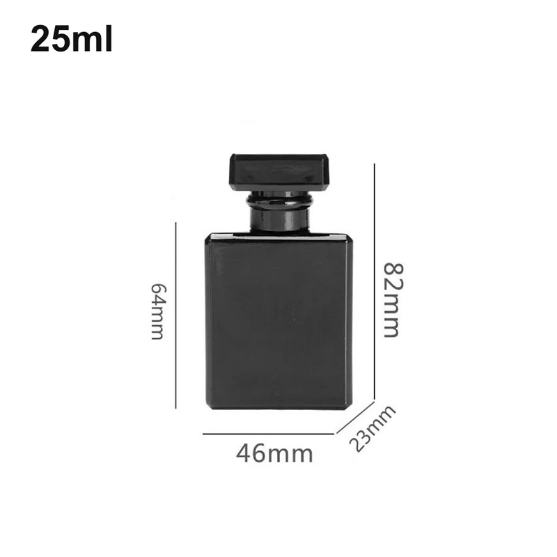 25ml Glossy Black Flat Rectangular Perfume Bottle