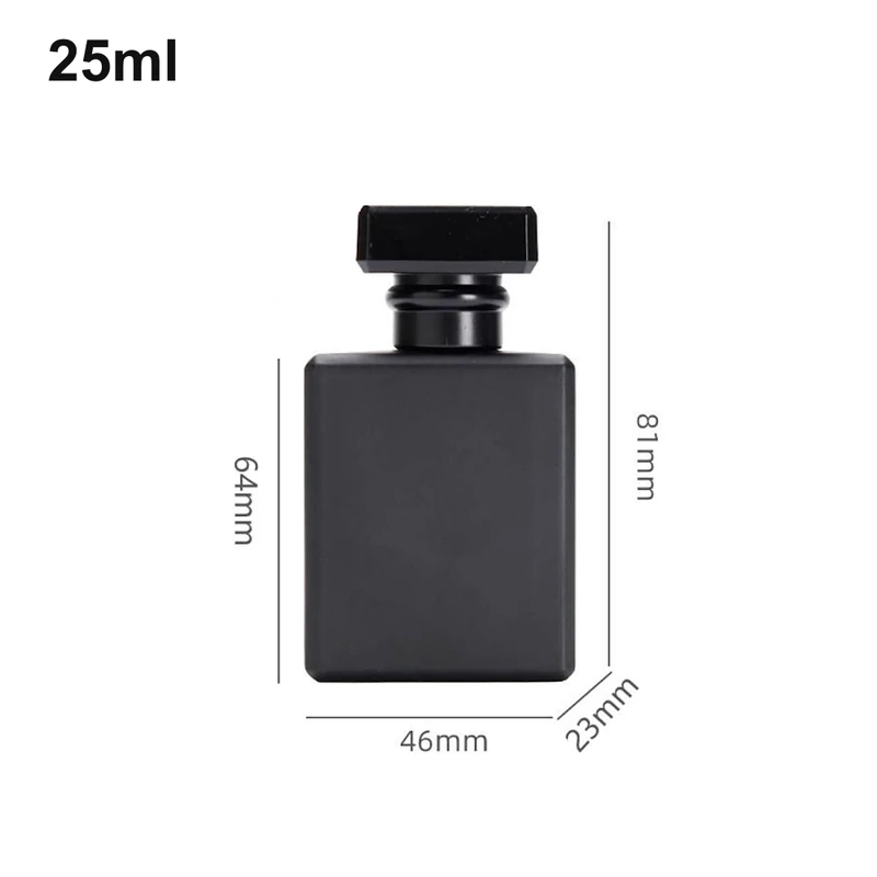 25ml Matte Black Flat Rectangular Perfume Bottle
