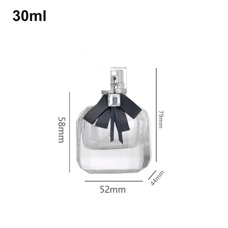 OULU-PB0304 rounded 30ml perfume bottle with ribbon detail and exposed sprayer