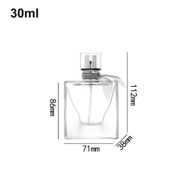 OULU-PB0308 wide square 30ml perfume bottle with exposed sprayer