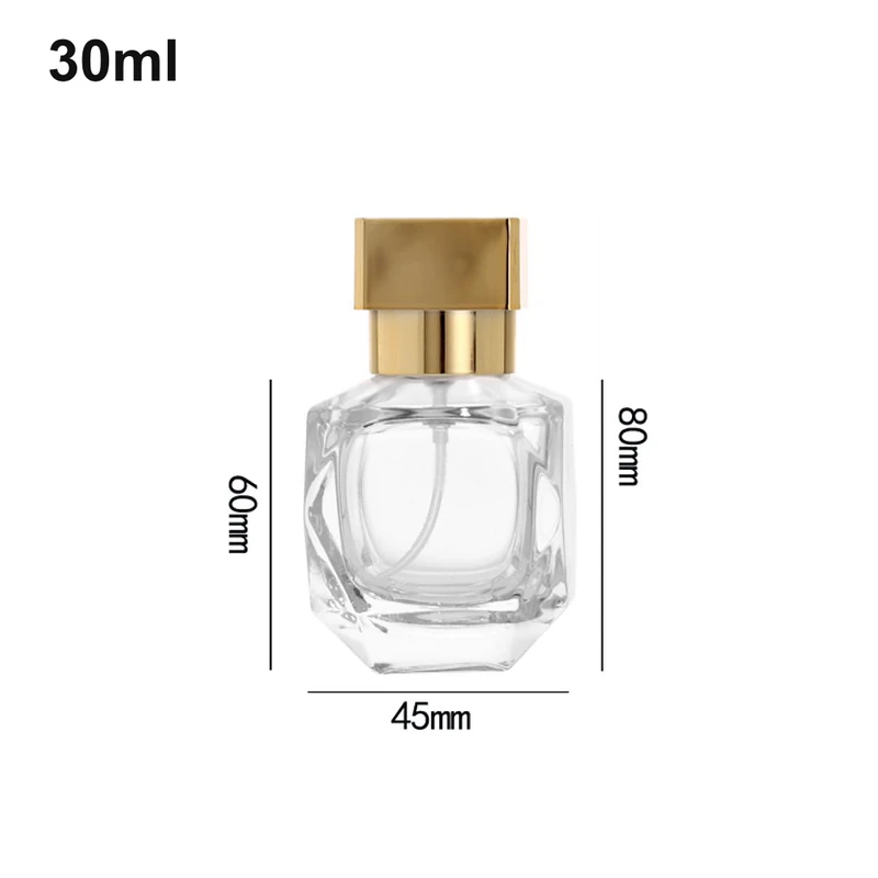 30ml Faceted Square Gold-Cap Perfume Bottle