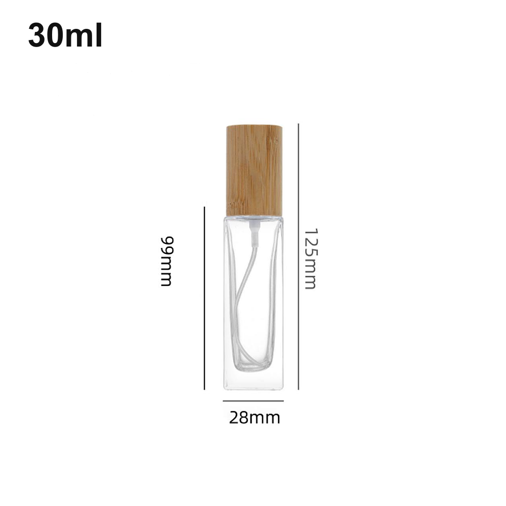 OULU-PB0322 extra-slim 30ml rectangular perfume bottle with wood-look cap