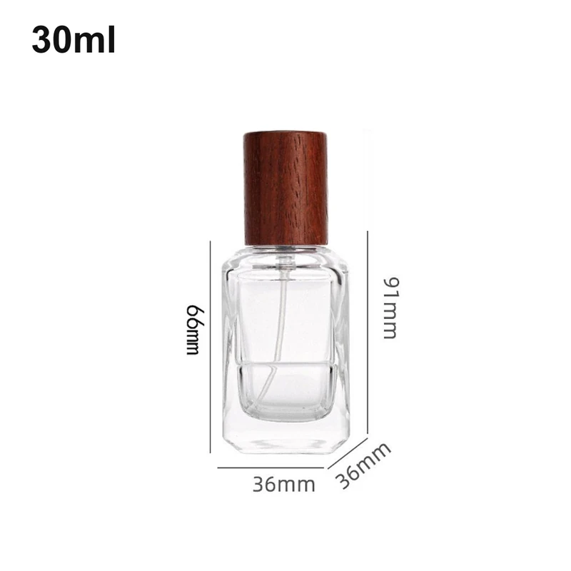 30ml Rounded Rectangular Wood-Cap Perfume Bottle