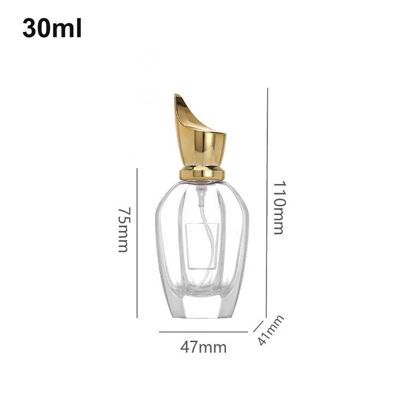 30ml Oval Faceted Asymmetric Gold-Cap Perfume Bottle