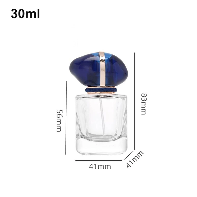 30ml Square Blue Pebble-Cap Perfume Bottle