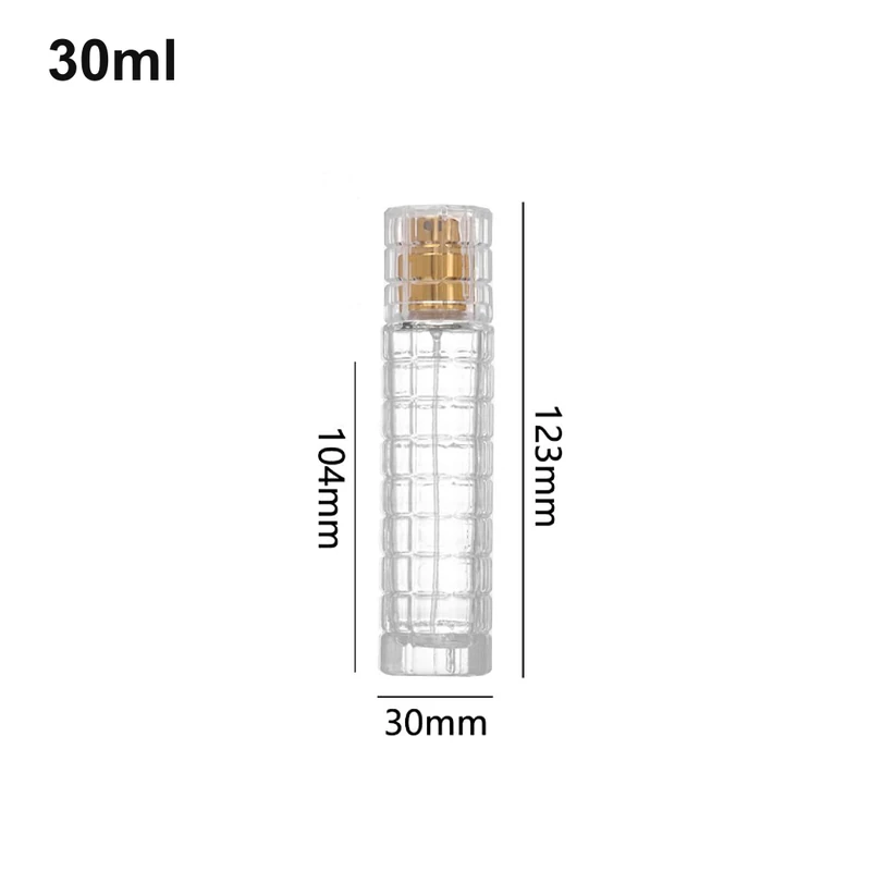 30ml Grid-Textured Tall Perfume Bottle with dimensions