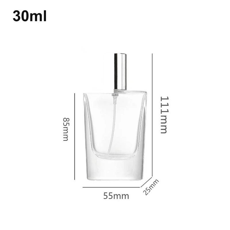 30ml Asymmetric Tapered Silver-Cap Perfume Bottle