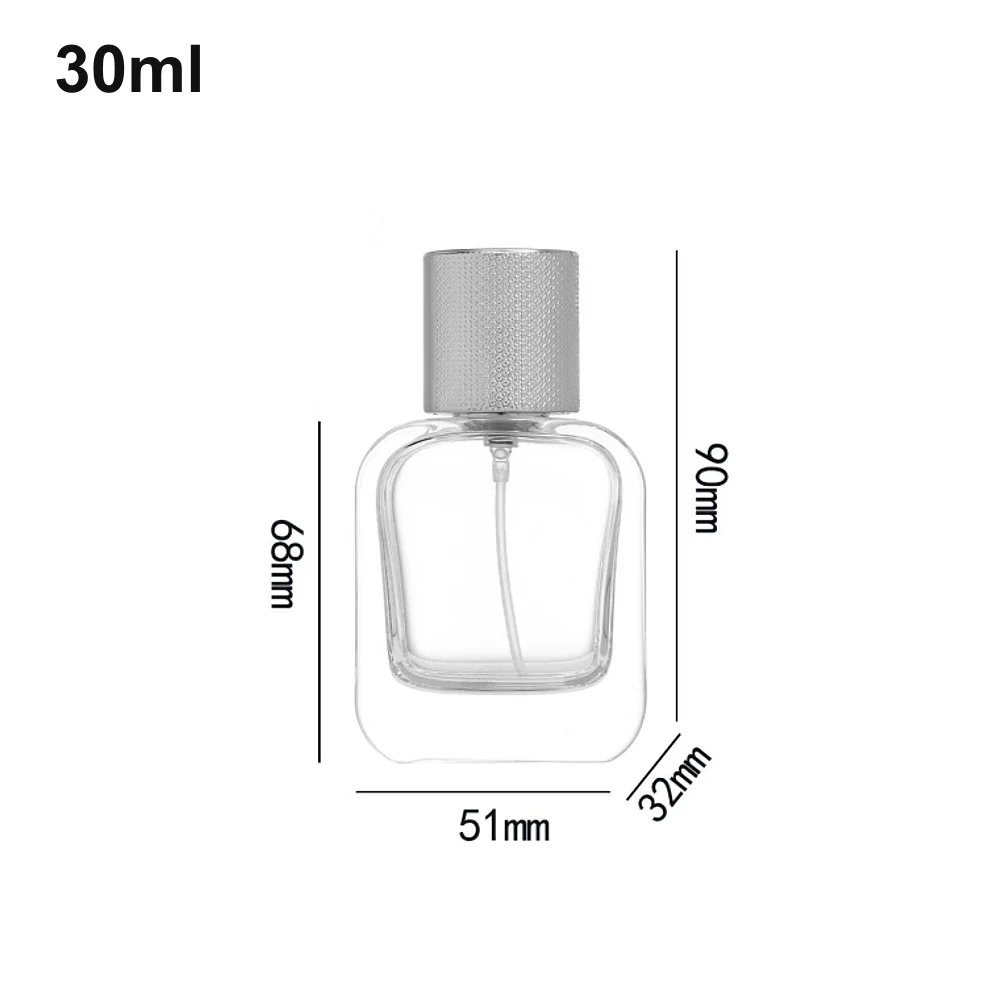 30ml Rounded-Square Textured Silver-Cap Perfume Bottle