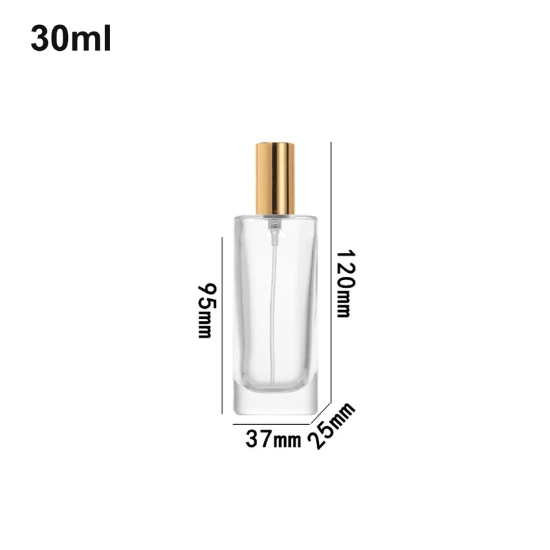 30ml Tall Rectangular Gold-Cap Perfume Bottle
