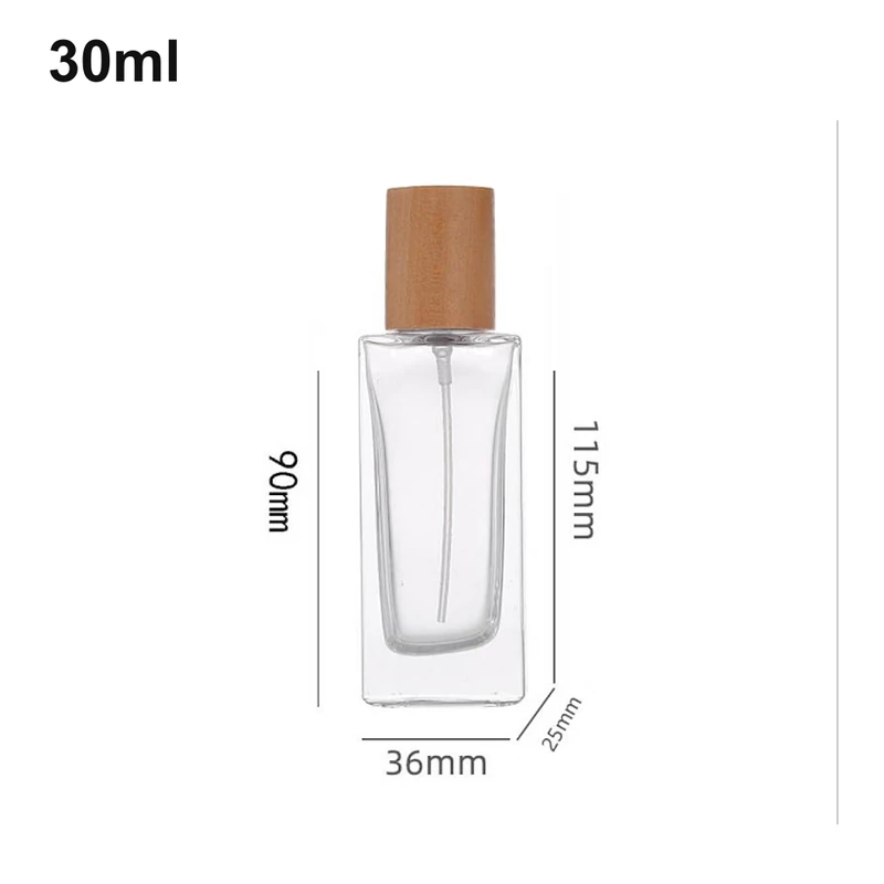 30ml Slim Rectangular Wood-Cap Perfume Bottle