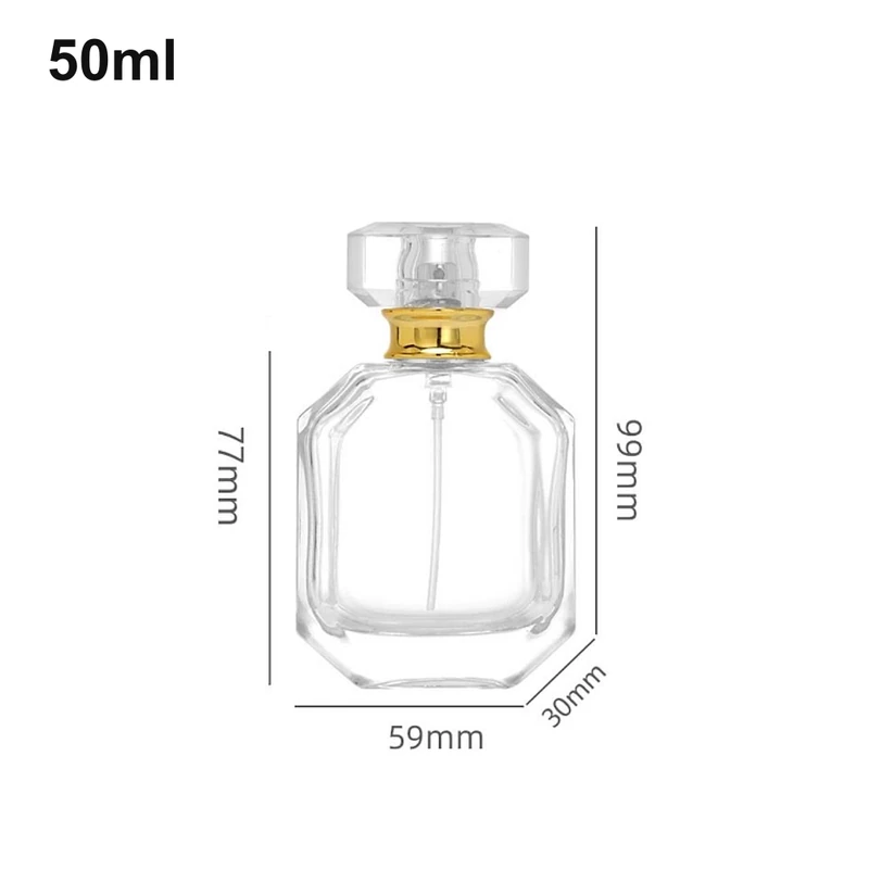 50ml Faceted Square Clear-Cap Perfume Bottle