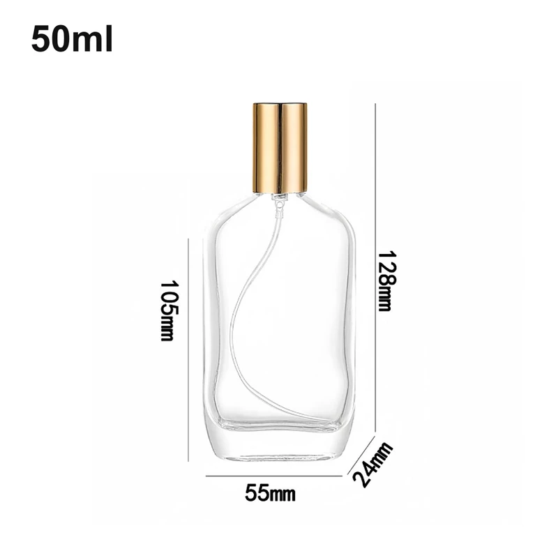 50ml Curved Rectangular Gold-Cap Perfume Bottle