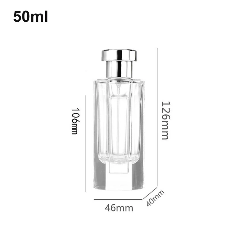 50ml Tall Geometric Column Perfume Bottle with dimensions
