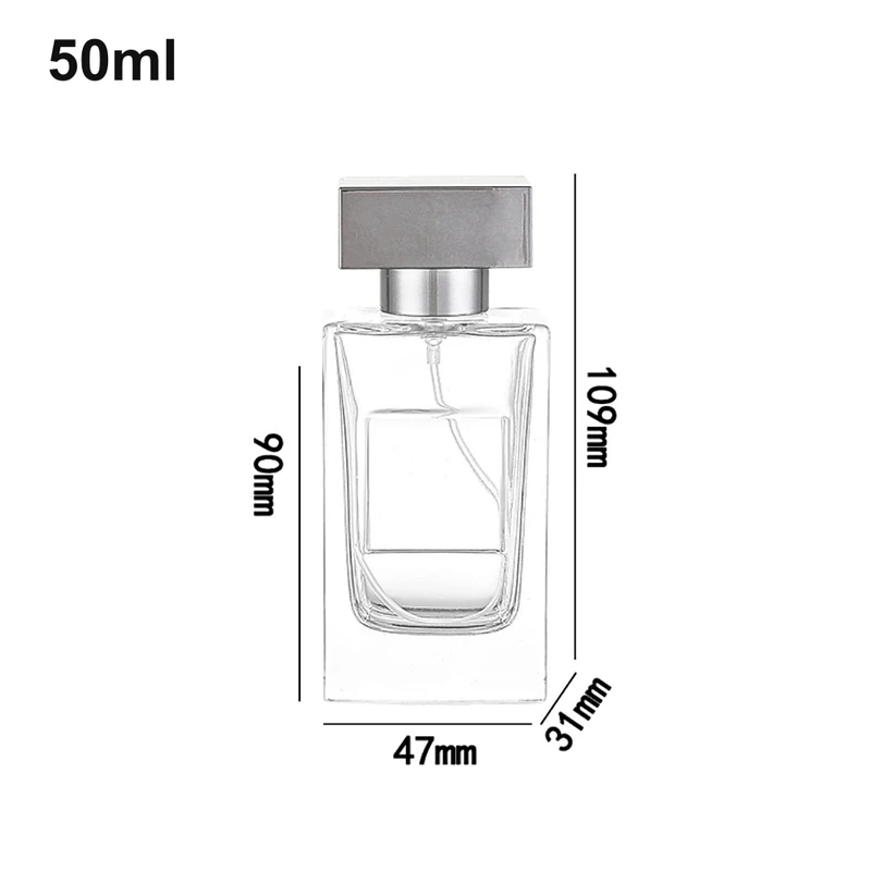 50ml Rectangular Silver Bar-Cap Perfume Bottle