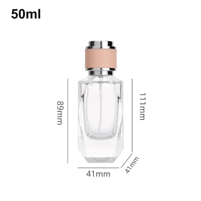 50ml Faceted Square Pink-Band Cap Perfume Bottle