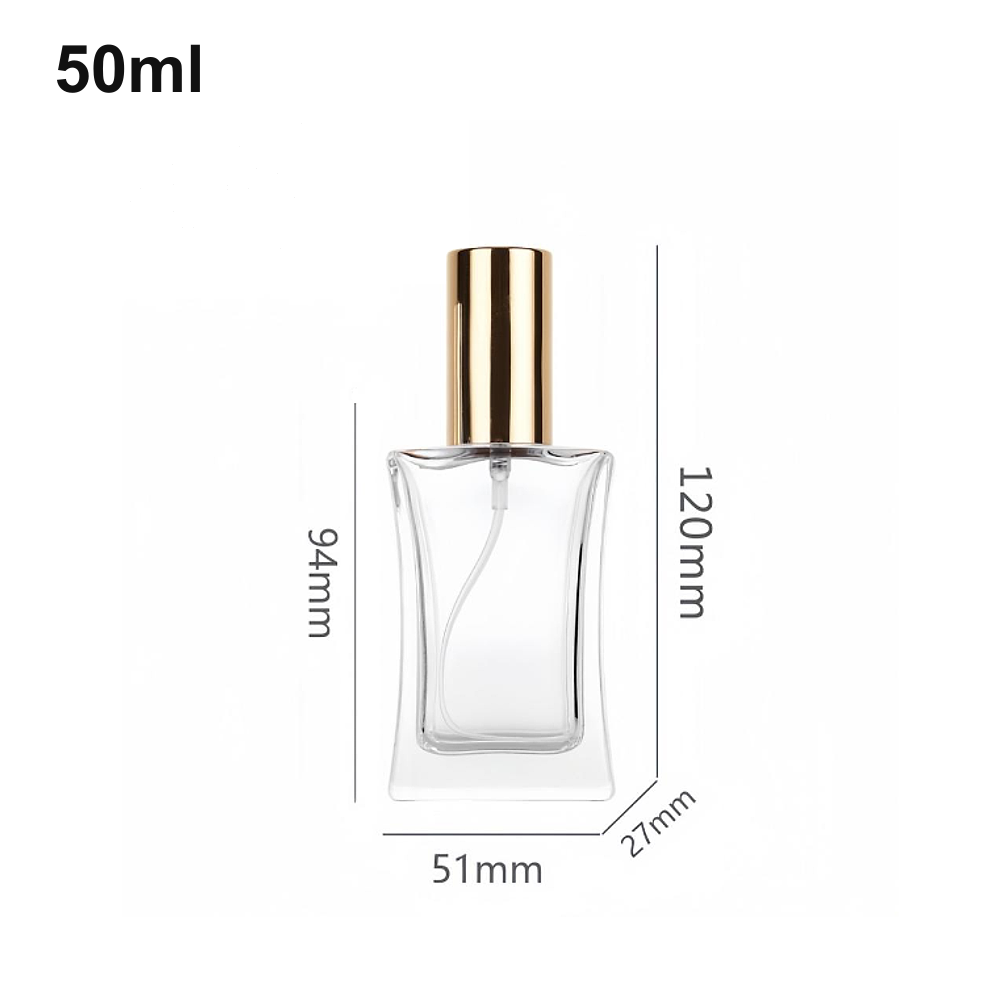 50ml Concave Rectangular Gold-Cap Perfume Bottle