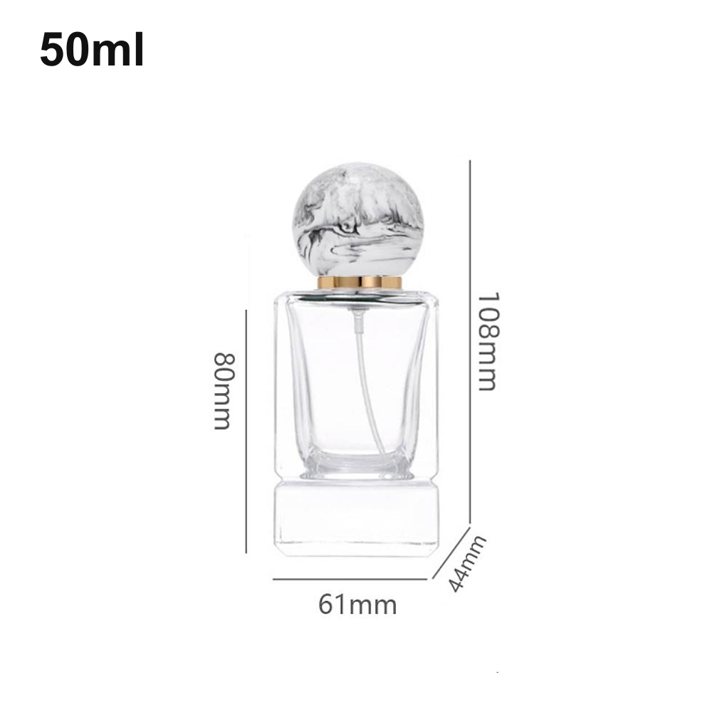 50ml Globe-Cap Pedestal Perfume Bottle with dimensions