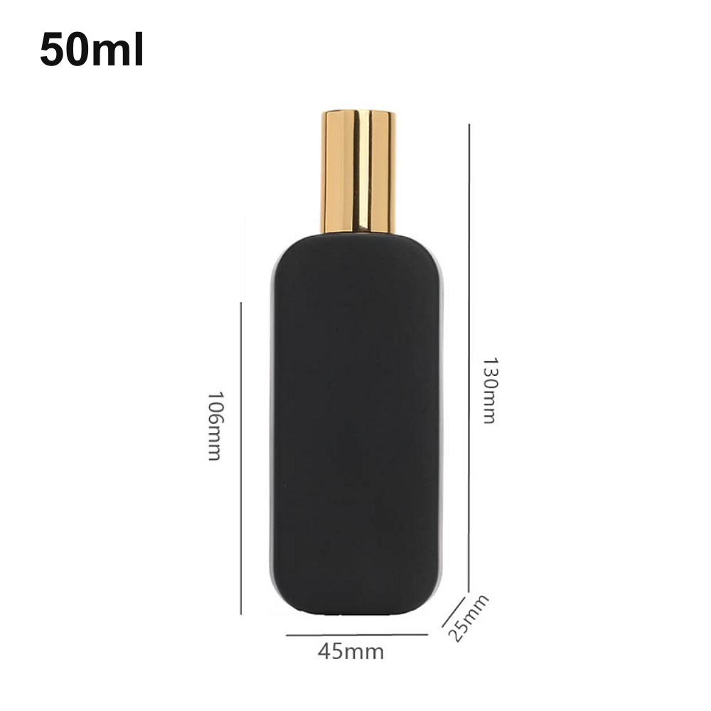 50ml Matte Black Slim Gold-Cap Perfume Bottle