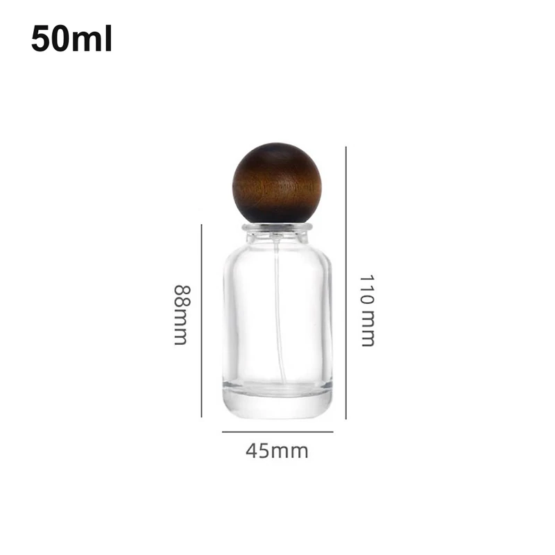 50ml Wood Ball-Cap Cylinder Perfume Bottle