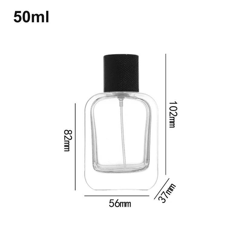 50ml Rounded Rectangular Black-Cap Perfume Bottle