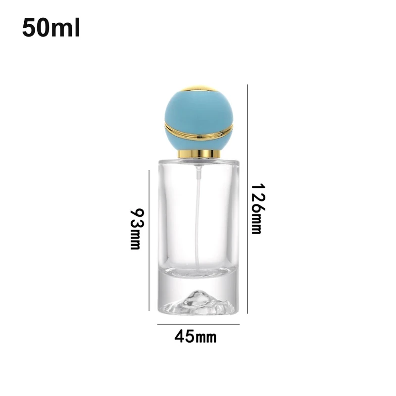 50ml Blue Globe-Cap Sculpted-Base Perfume Bottle