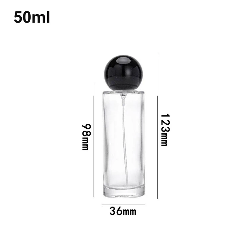 50ml Cylinder Black Ball-Cap Perfume Bottle