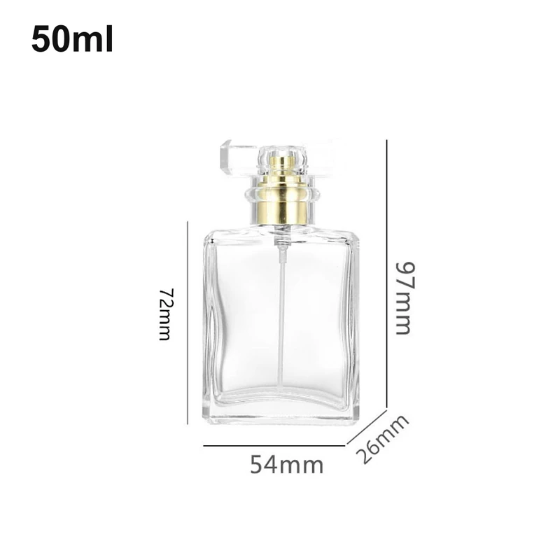 50ml Square Clear T-Cap Perfume Bottle