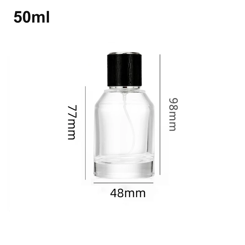 50ml Rounded-Shoulder Black-Cap Perfume Bottle