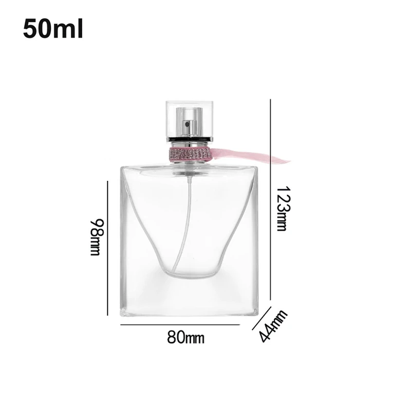 50ml Wide Square Ribbon-Sprayer Perfume Bottle