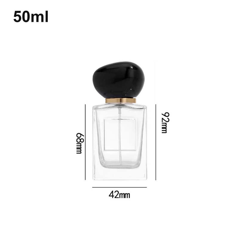 50ml Black Pebble-Cap Rectangular Perfume Bottle